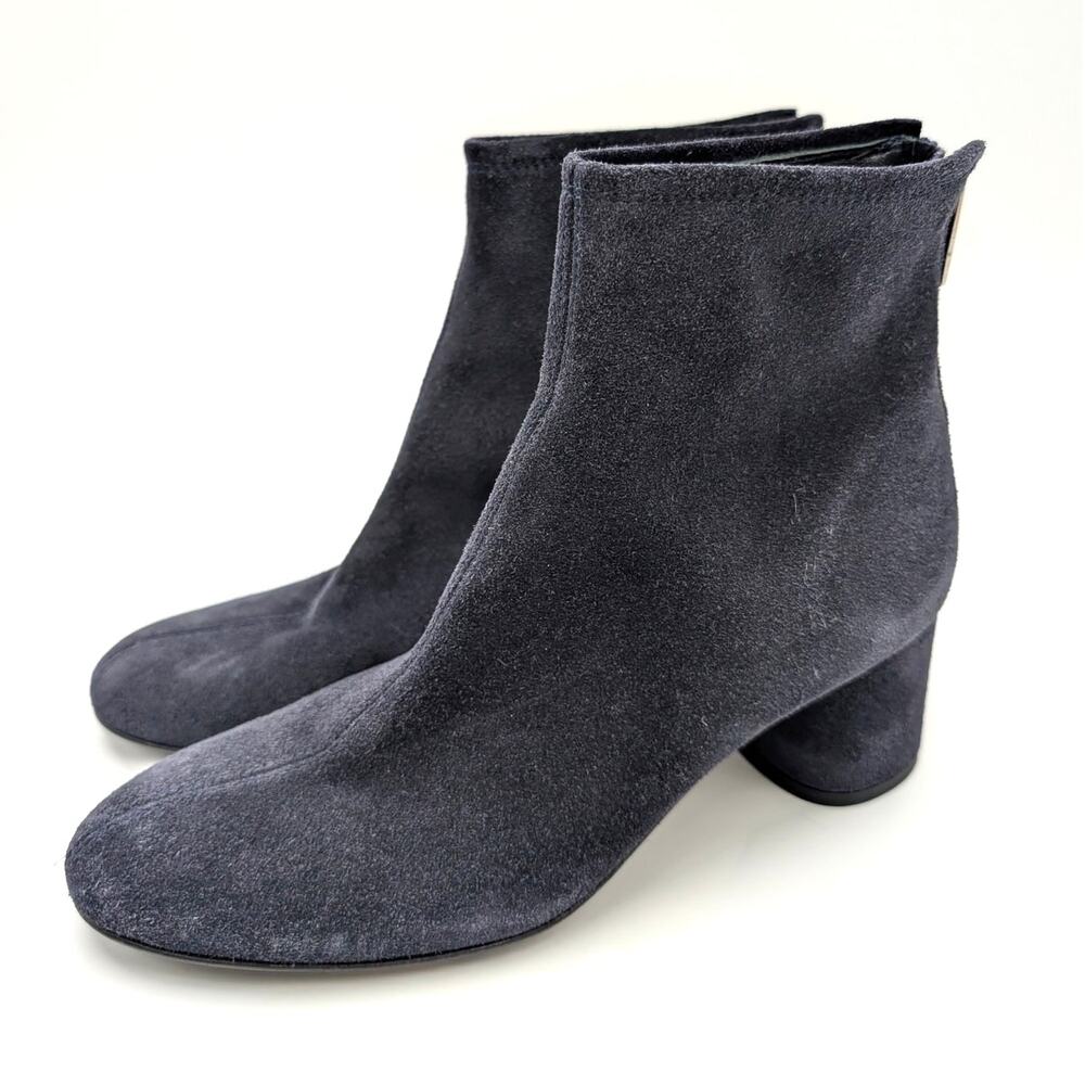AGL Veta Precious Block Heel Bootie Back Zip Women's Navy Blue Size US5.5 EU35.5